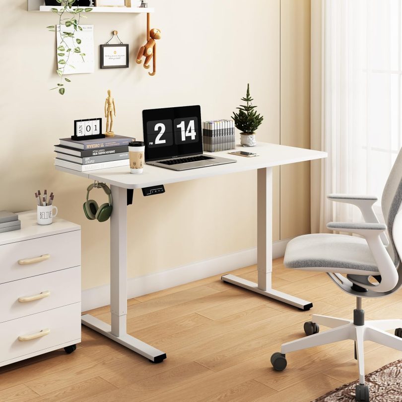 Electric Standing Desk Adjustable Height, 40x24 Inches Sit Stand up Desktop for Home Office, Ergonomic Rising Computer Table with Memory Preset, White - Image 2
