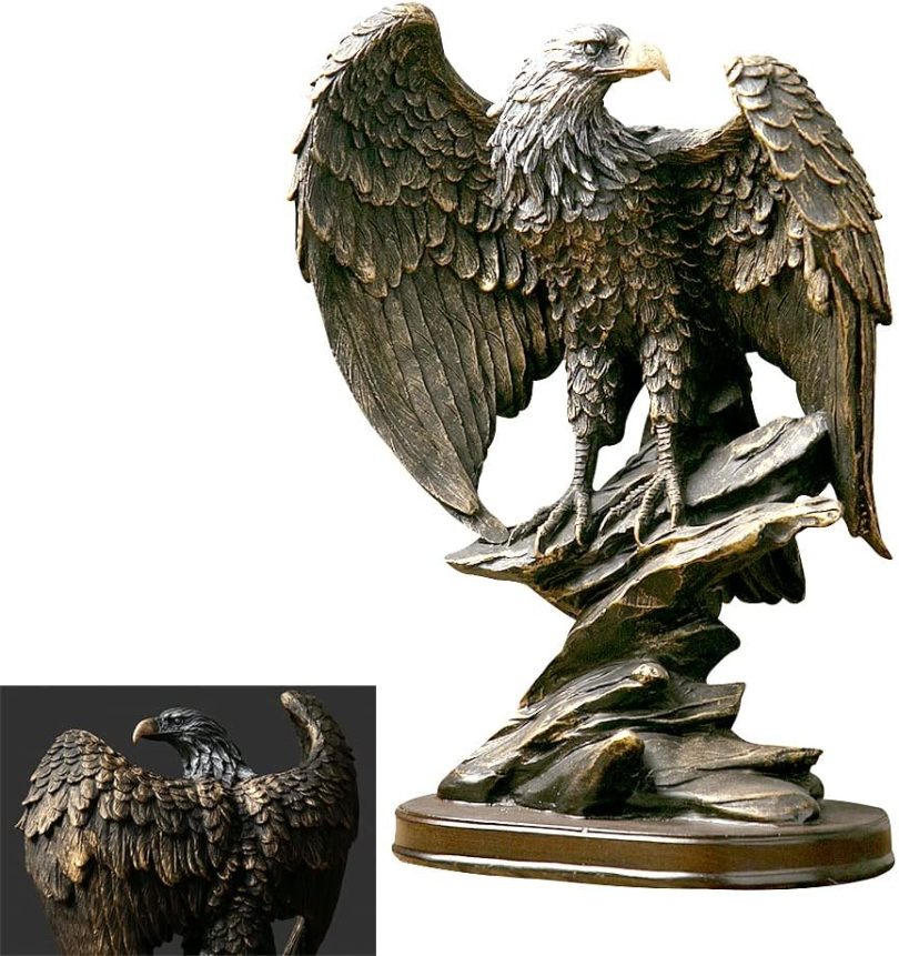 fazhongfa Eagle Statue Decor Bronzed Resin Sculpture Collectible Decorative for Home Office Living Room Desktop Display Decoration as Meaningful Gift to Men Colleague Father Boss