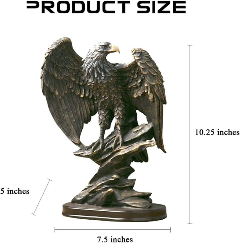 fazhongfa Eagle Statue Decor Bronzed Resin Sculpture Collectible Decorative for Home Office Living Room Desktop Display Decoration as Meaningful Gift to Men Colleague Father Boss - Image 2