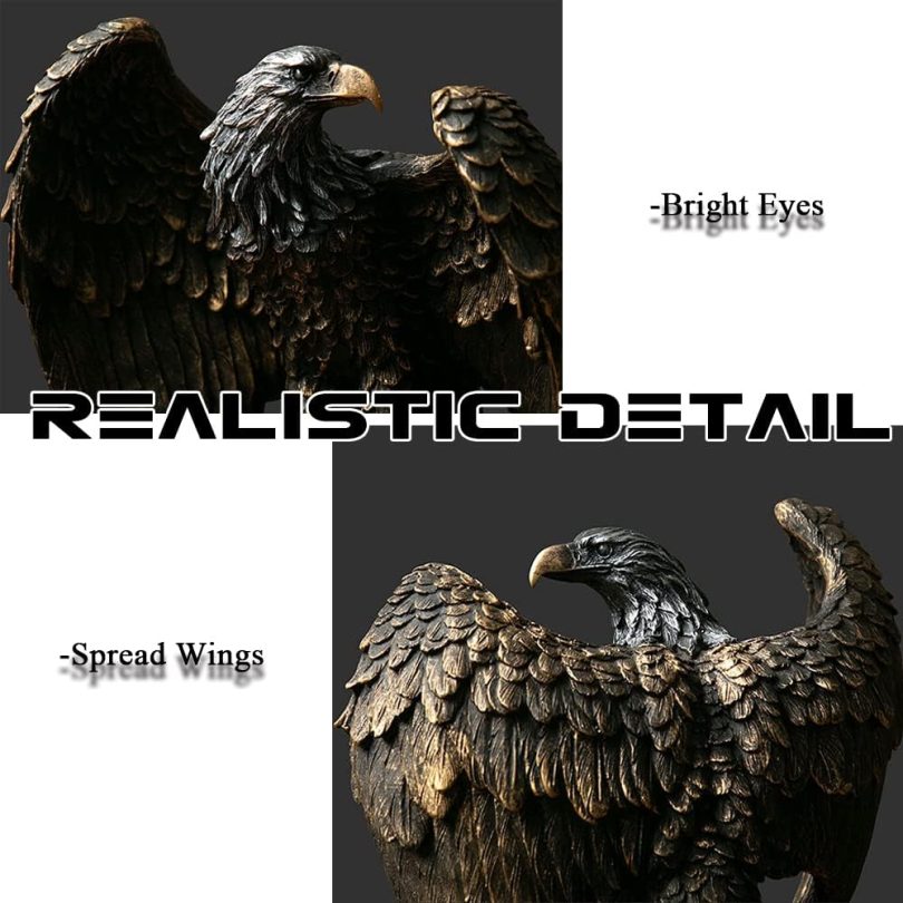 fazhongfa Eagle Statue Decor Bronzed Resin Sculpture Collectible Decorative for Home Office Living Room Desktop Display Decoration as Meaningful Gift to Men Colleague Father Boss - Image 3