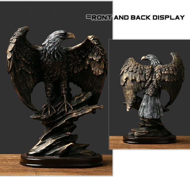fazhongfa Eagle Statue Decor Bronzed Resin Sculpture Collectible Decorative for Home Office Living Room Desktop Display Decoration as Meaningful Gift to Men Colleague Father Boss - Image 5