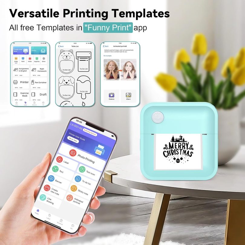 Label Maker Machine with Tape - 14 Sizes (0.47-2") Bluetooth Thermal Label Printer, Mini Sticker Maker for Home,Office,Organization, Portable Sticker Printer Print Pod for Phones(Light Blue) - Image 6