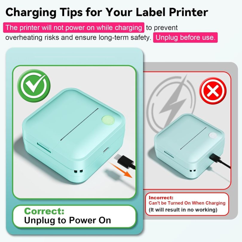Label Maker Machine with Tape - 14 Sizes (0.47-2") Bluetooth Thermal Label Printer, Mini Sticker Maker for Home,Office,Organization, Portable Sticker Printer Print Pod for Phones(Light Blue) - Image 9
