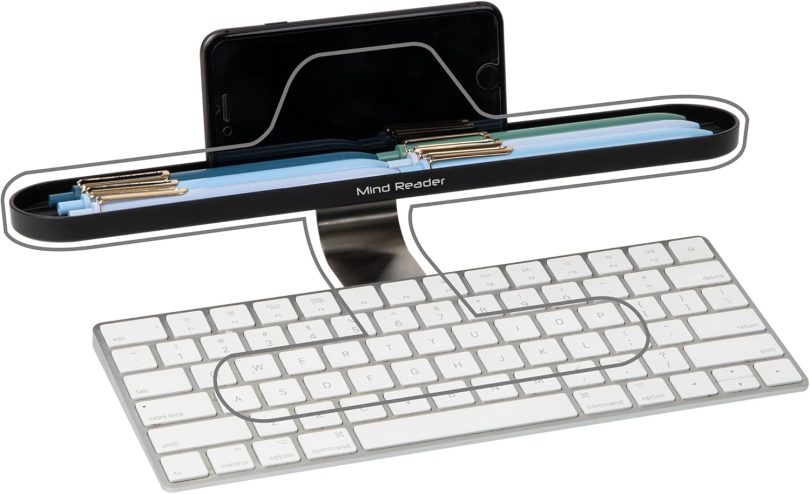 Over Keyboard Shelf, Desktop Organizer, Phone Holder, Storage, Phone Holder, Office, 13" L x 2" W x 3.5" H, Black