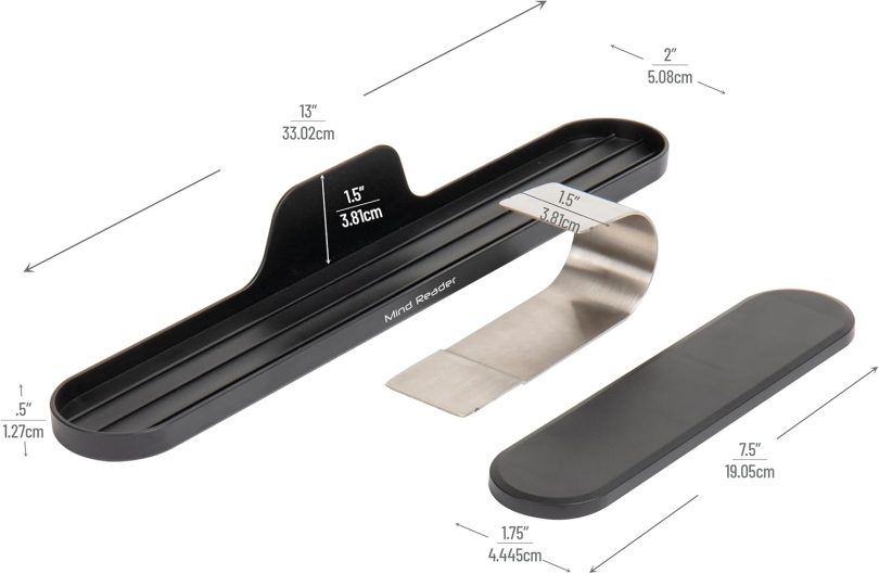 Over Keyboard Shelf, Desktop Organizer, Phone Holder, Storage, Phone Holder, Office, 13" L x 2" W x 3.5" H, Black - Image 3
