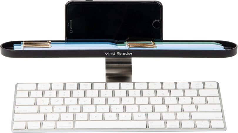 Over Keyboard Shelf, Desktop Organizer, Phone Holder, Storage, Phone Holder, Office, 13" L x 2" W x 3.5" H, Black - Image 4