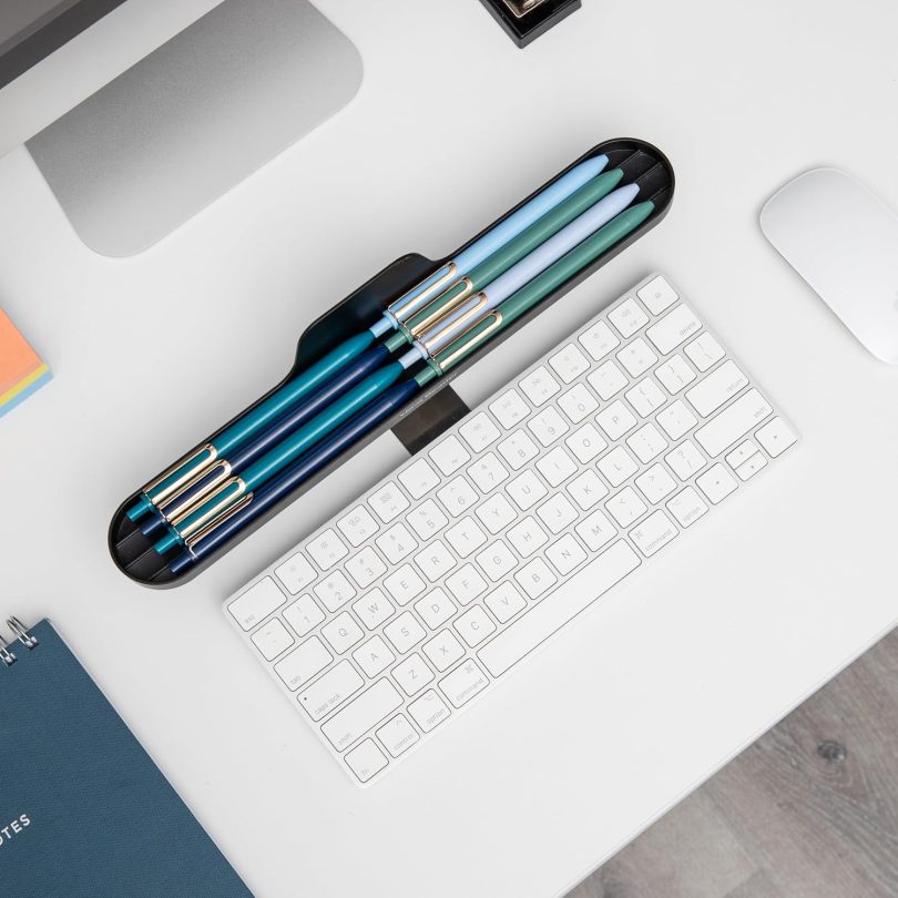 Over Keyboard Shelf, Desktop Organizer, Phone Holder, Storage, Phone Holder, Office, 13" L x 2" W x 3.5" H, Black - Image 5
