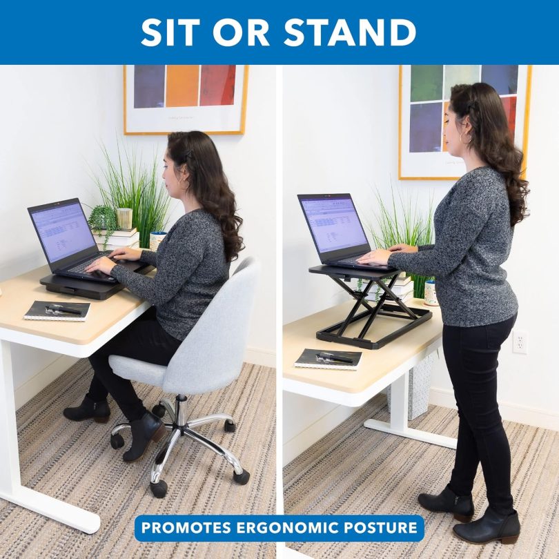 Standing Keyboard Tray, Adjustable Height Keyboard Riser for Desktop, Ergonomic Sit Stand Key board and Mouse Platform, Ergonomic Lifter for Keyboard and Laptops 23.6 x 11.8 Inch - Image 3