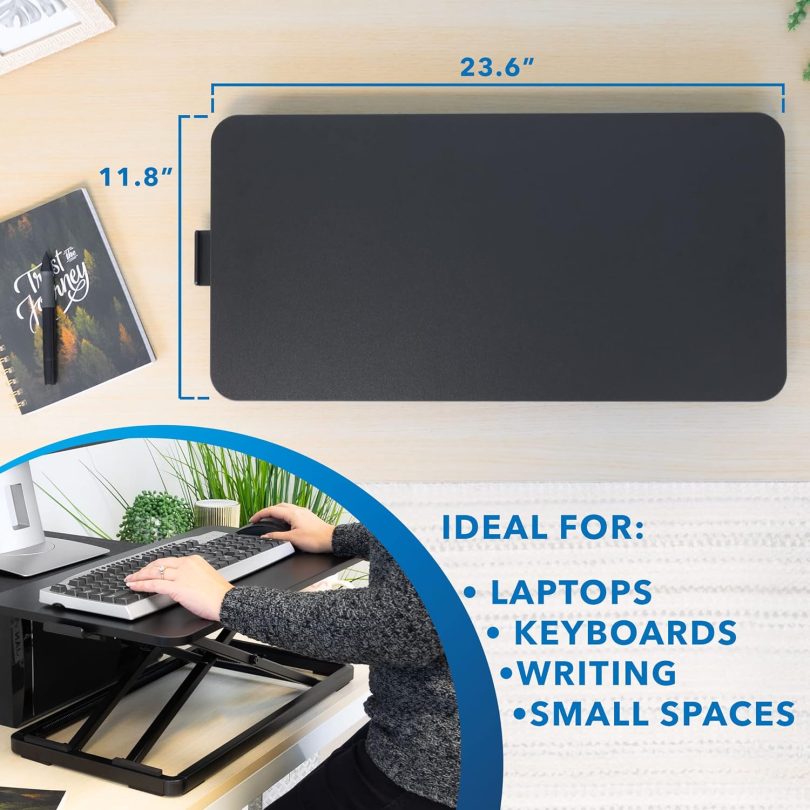 Standing Keyboard Tray, Adjustable Height Keyboard Riser for Desktop, Ergonomic Sit Stand Key board and Mouse Platform, Ergonomic Lifter for Keyboard and Laptops 23.6 x 11.8 Inch - Image 6