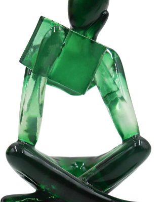 Reading Women Statue, Translucent Green Resin Thinker Sculptures, Abstract Art Ornament, Modern Aesthetic Figurine Decoration for Home Living Room Bedroom Office Shelf Table Desk Bookshelf Decor