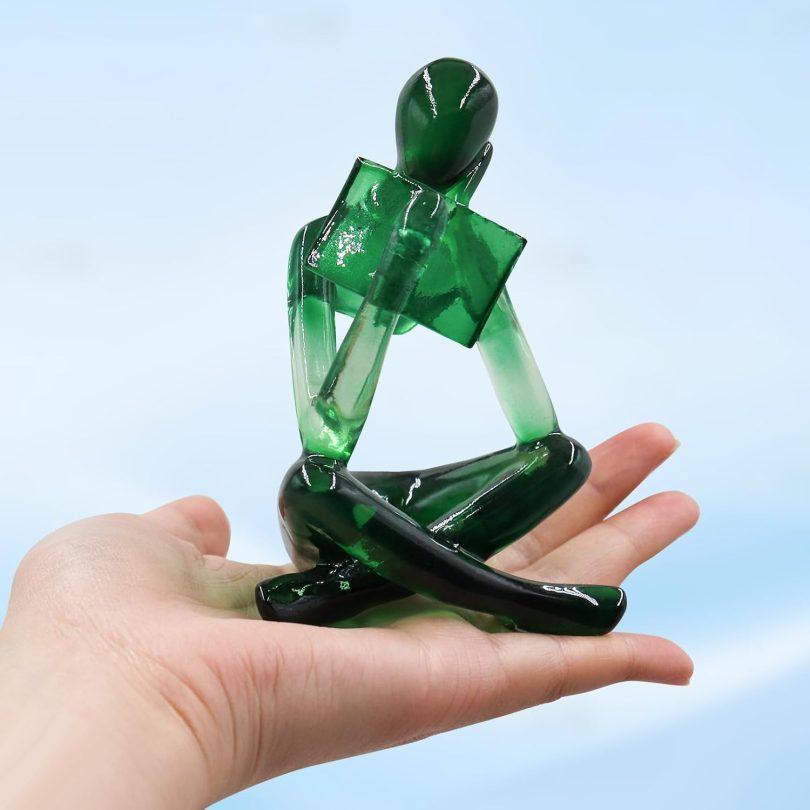 Reading Women Statue, Translucent Green Resin Thinker Sculptures, Abstract Art Ornament, Modern Aesthetic Figurine Decoration for Home Living Room Bedroom Office Shelf Table Desk Bookshelf Decor - Image 5